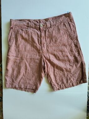 Tommy Bahama Men's Casual Pin Striped Coral Linen Shorts - 38 Relaxed Fit